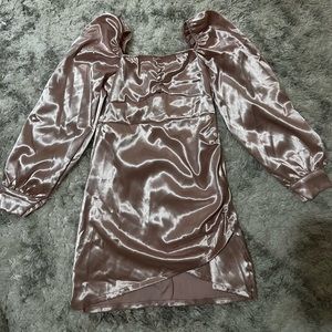 Silk short rose gold dress